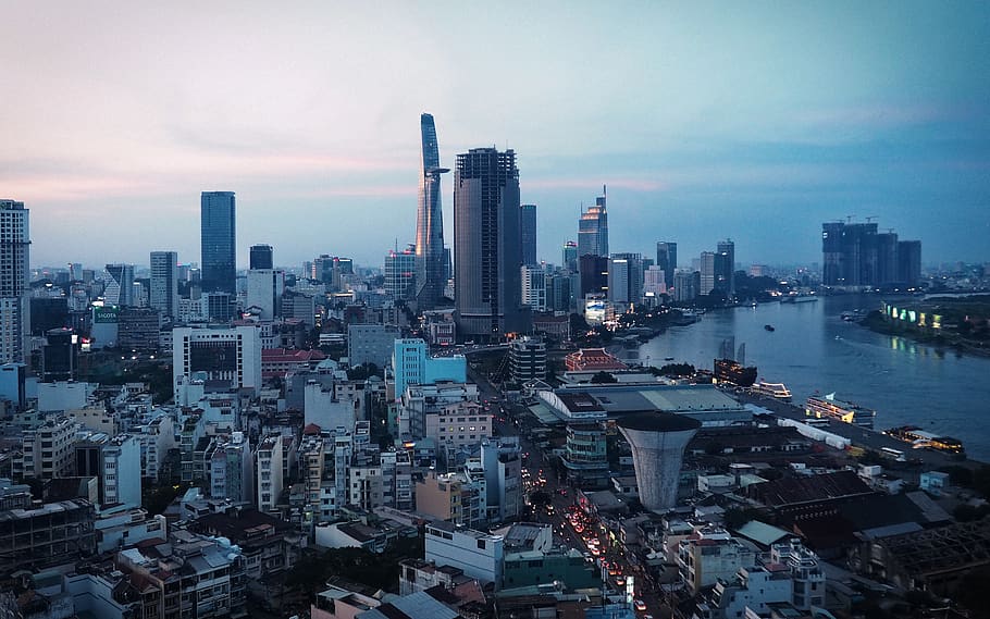 Modern towers and commercial buildings in Ho Chi Minh City