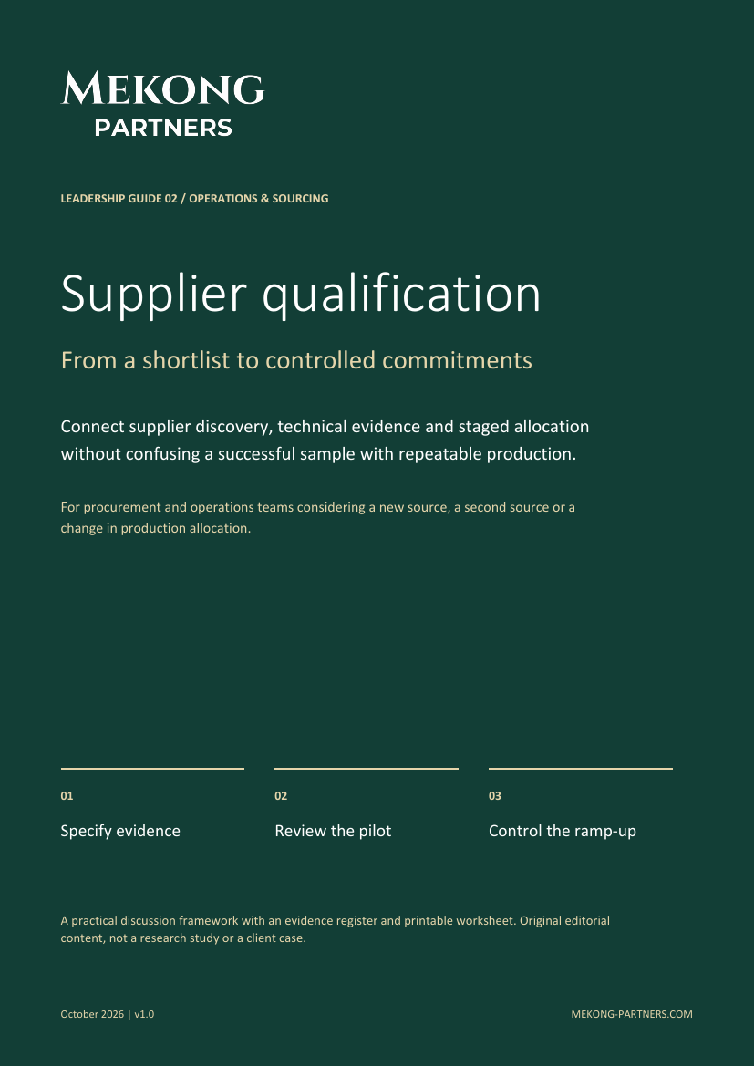Cover of the Mekong Partners Supplier qualification guide